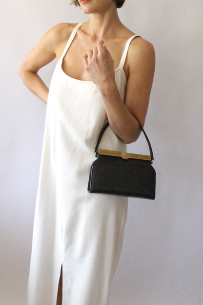 Vintage Onyx Embossed Leather Handbag