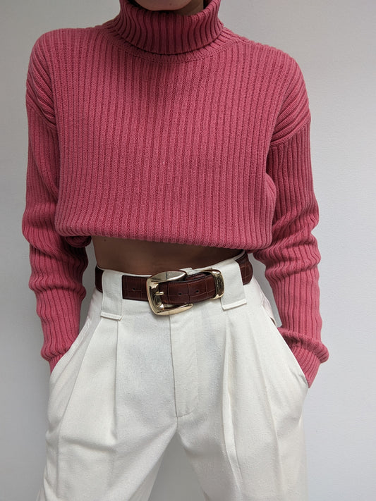 Vintage Rose Ribbed Turtleneck