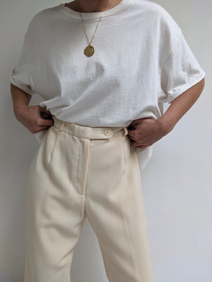 Vintage Buttercream Wool Trousers