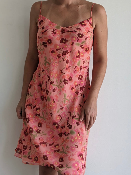 Vintage Floral Silk Silp Dress