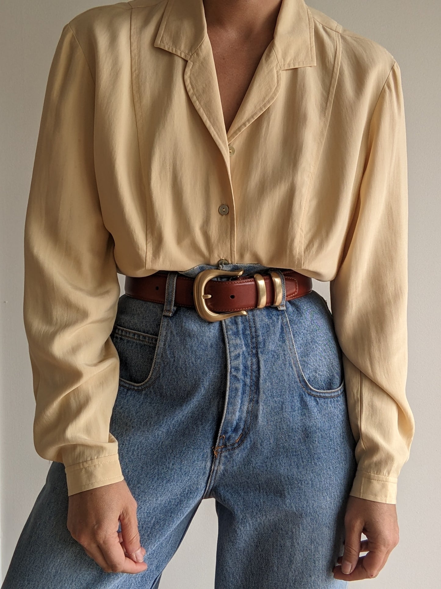 Vintage Sand Silk Blouse