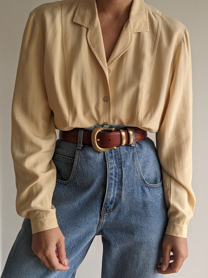 Vintage Sand Silk Blouse