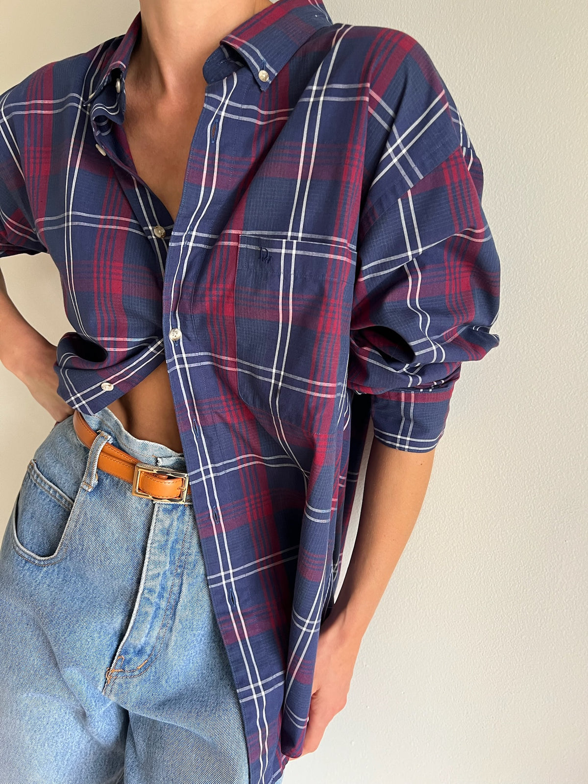 Vintage Embroidered Christian Dior Plaid Shirt