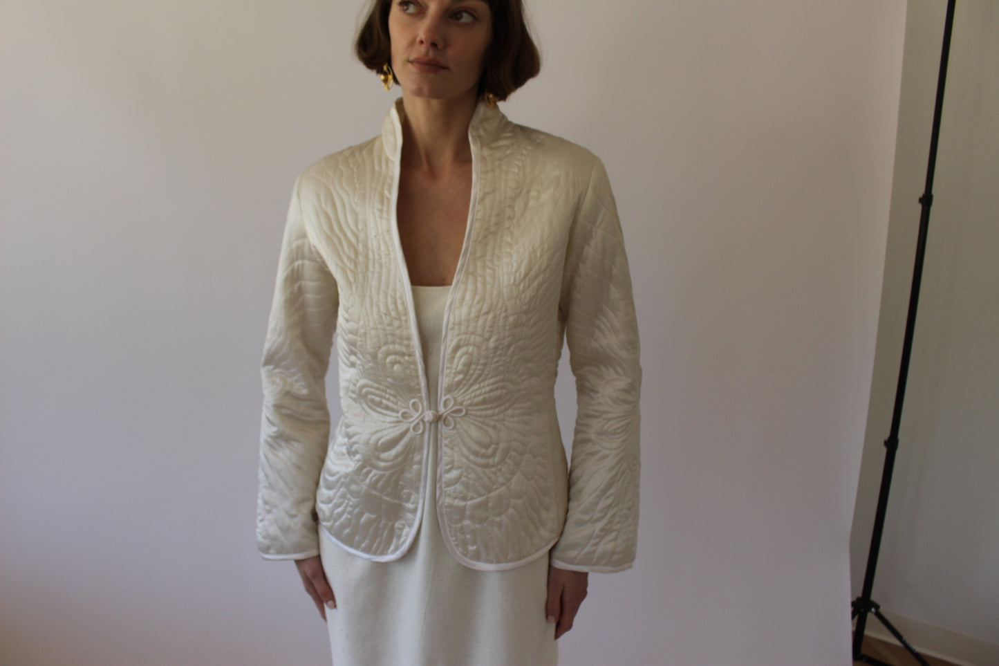 Stunning Vintage Pearl Quilted Silk Jacket