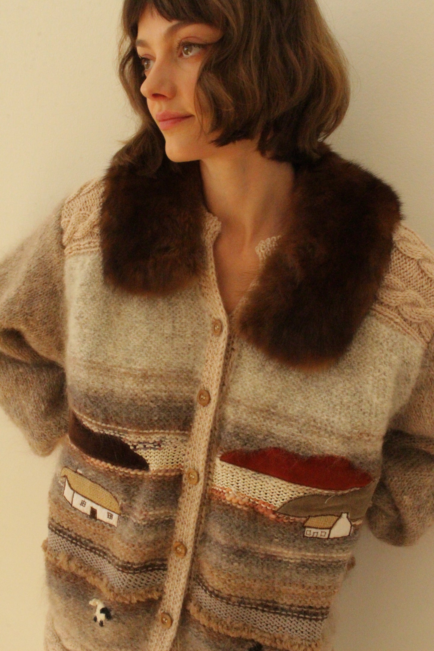 Vintage Caramel Fur Collar