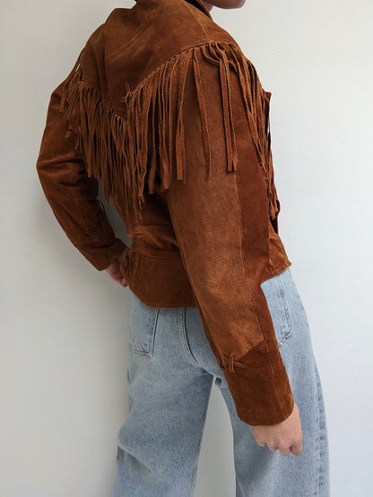 Vintage Cinnamon Fringed Suede Jacket