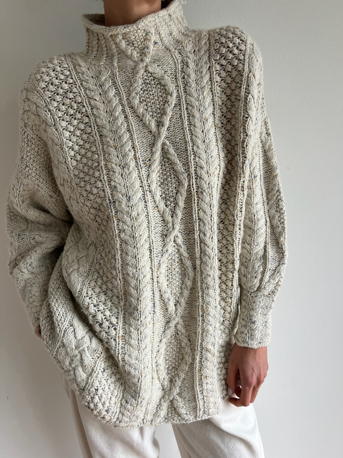 Vintage Speckled Stone Angora Mock Neck Sweater