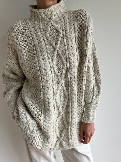Vintage Speckled Stone Angora Mock Neck Sweater