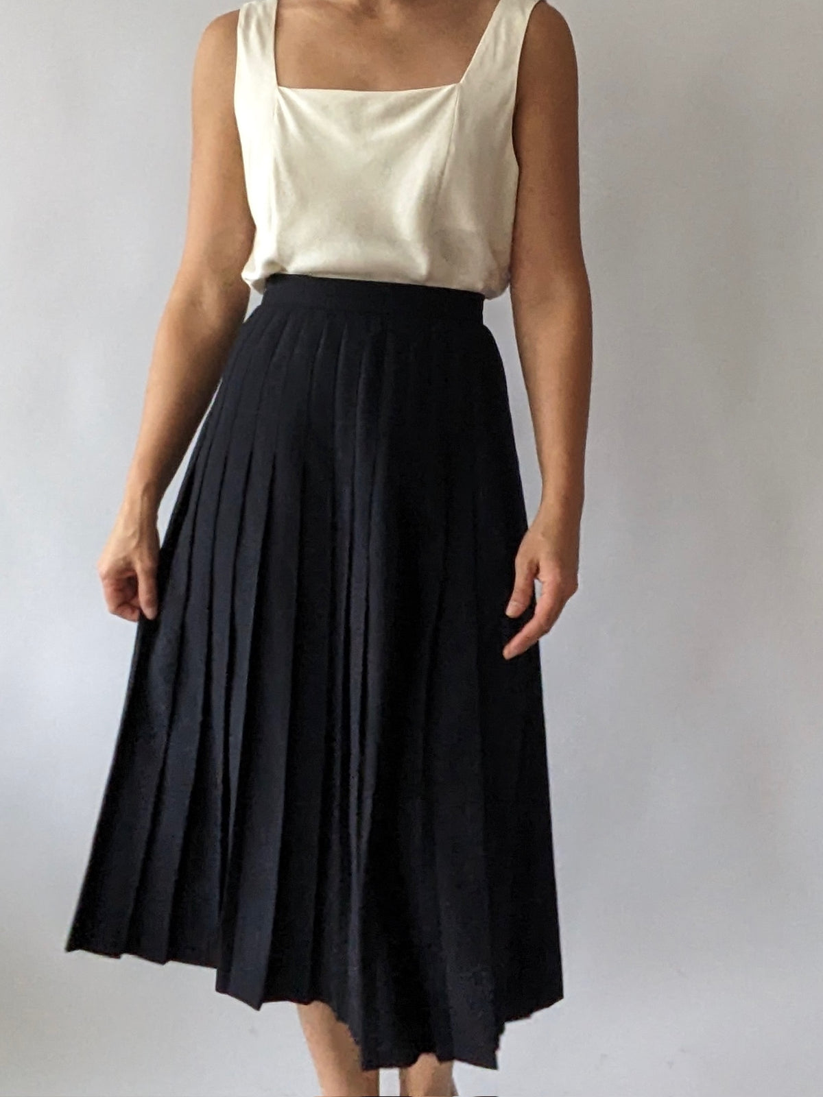 Vintage Midnight Wool Pleated Skirt & Blazer Set
