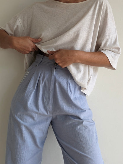 Vintage Pleated Chambray Trousers