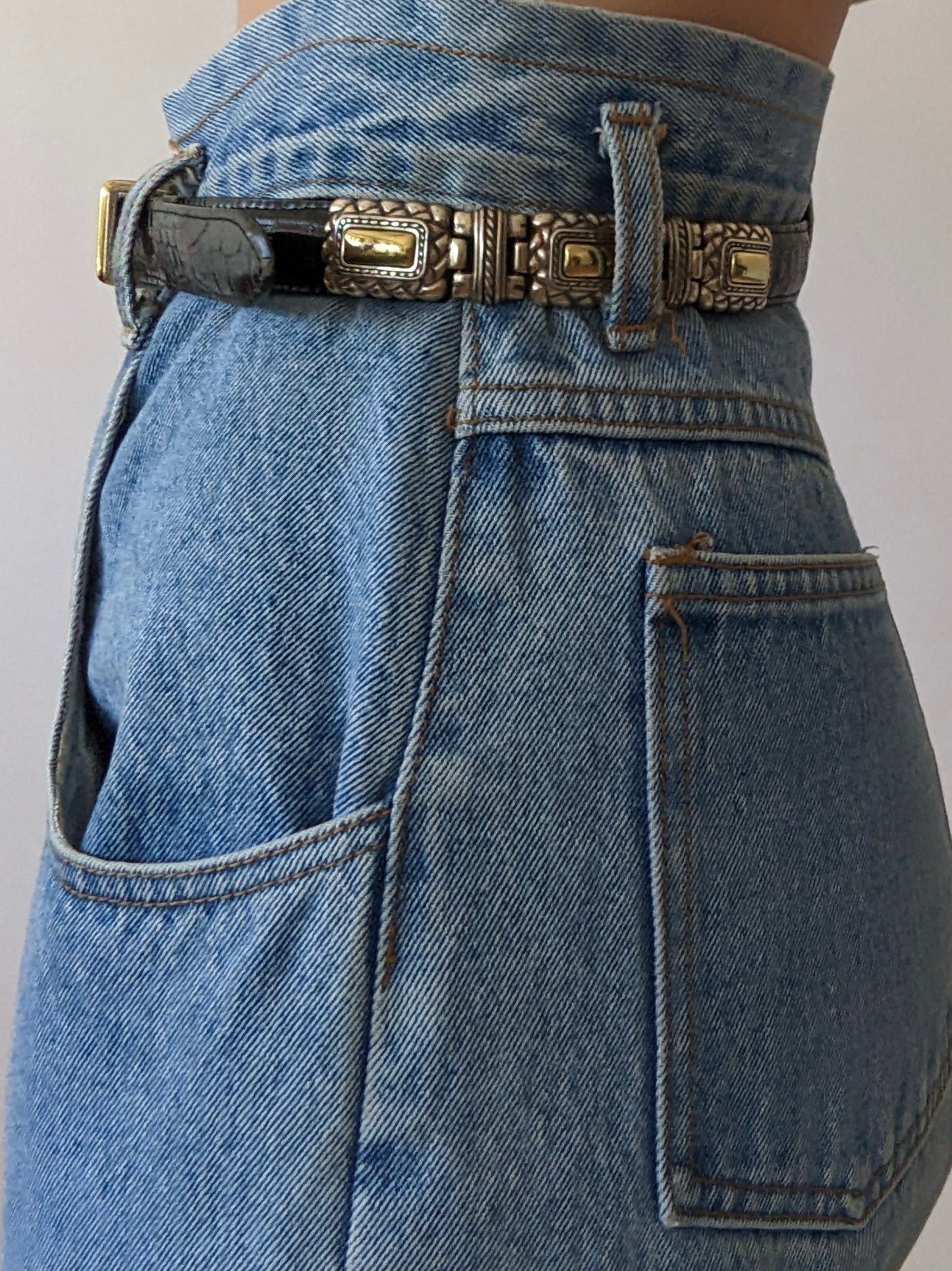 Vintage Embossed Leather & Segmented Chain Belt