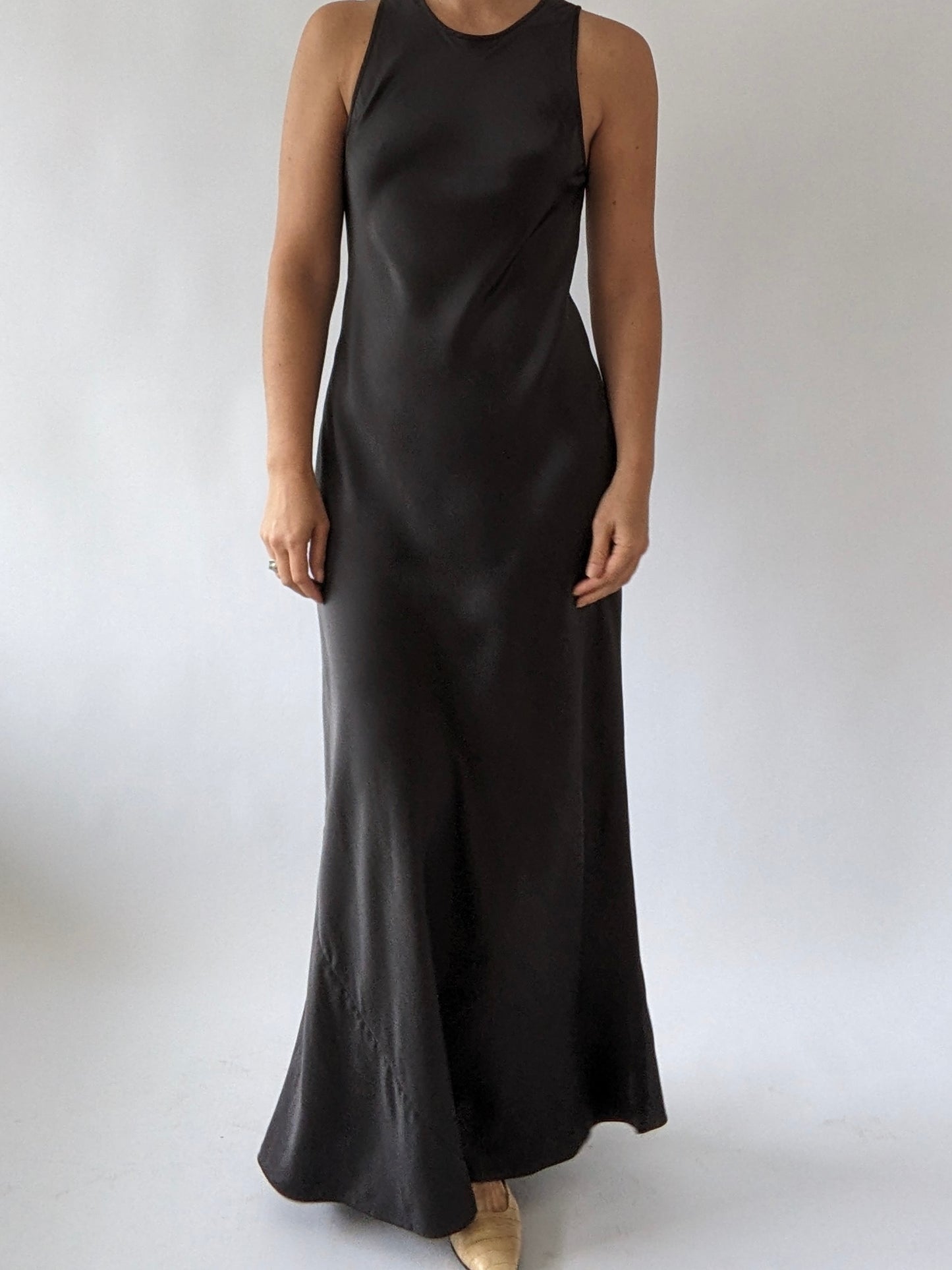Incredible Vintage DKNY Slate Silk Charmeuse Dress