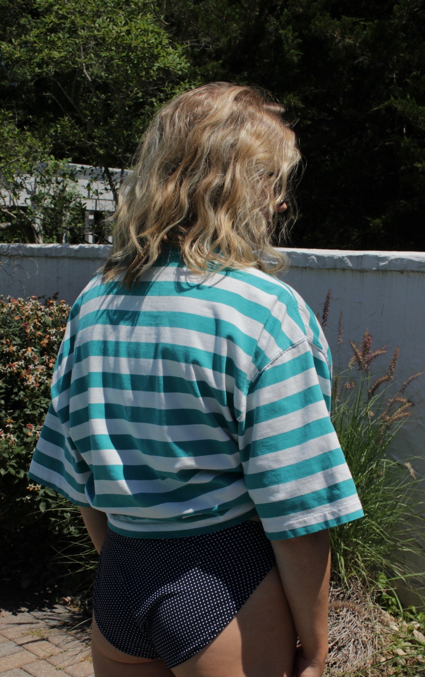 Faded Aqua Striped Lacoste Polo