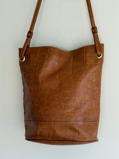 Incredible Vintage Charles Klein Croc-Embossed Leather Tote Bag