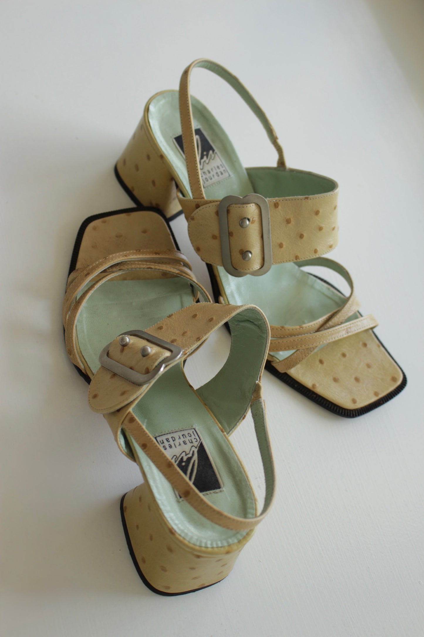 Favorite 90s Charles Jourdan Ostrich Heeled Sandal