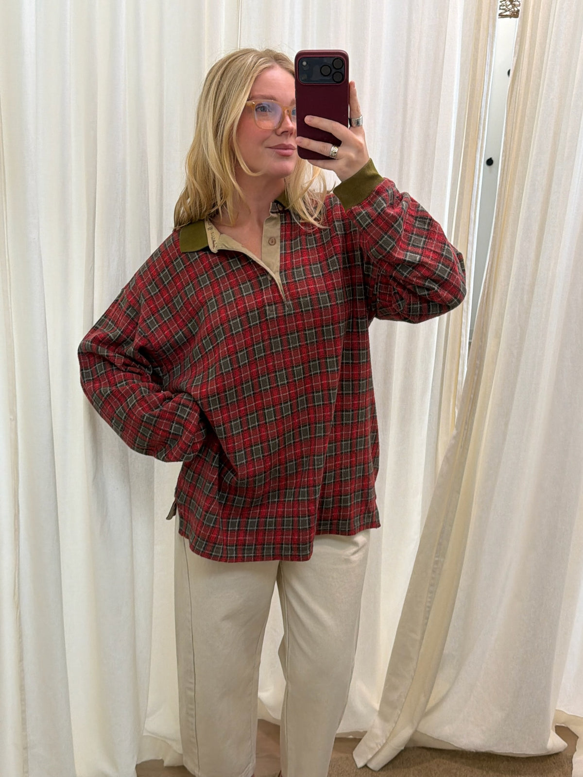 Vintage Givenchy Plaid Henley