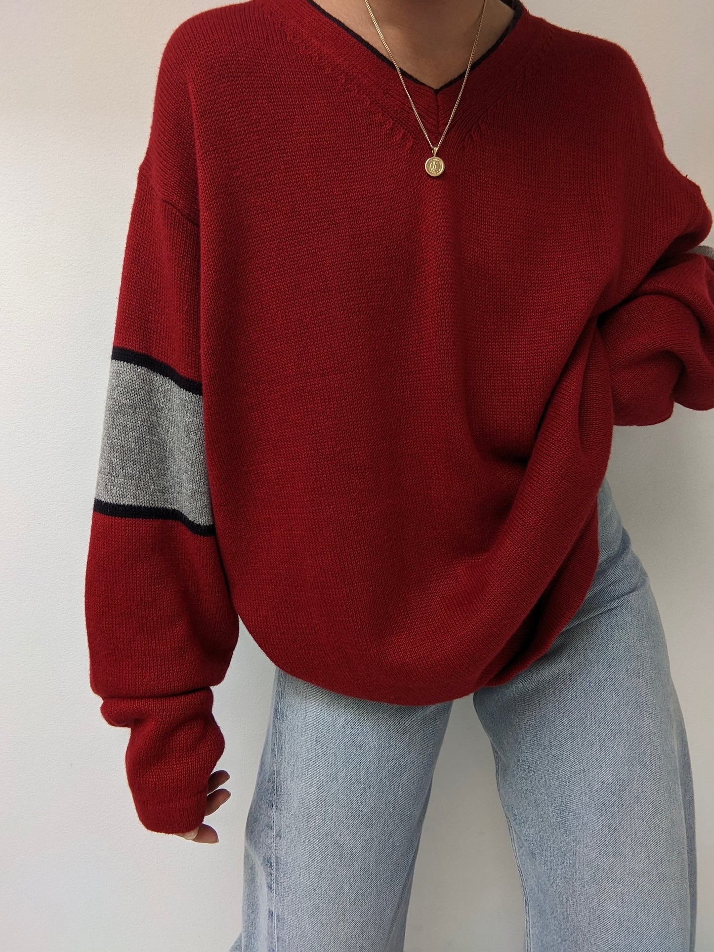 90s Berry Wide Stripe Sweater