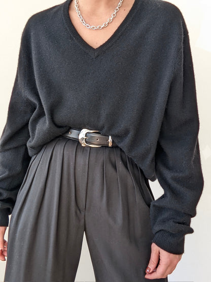 Vintage Ink Black Cashmere Sweater