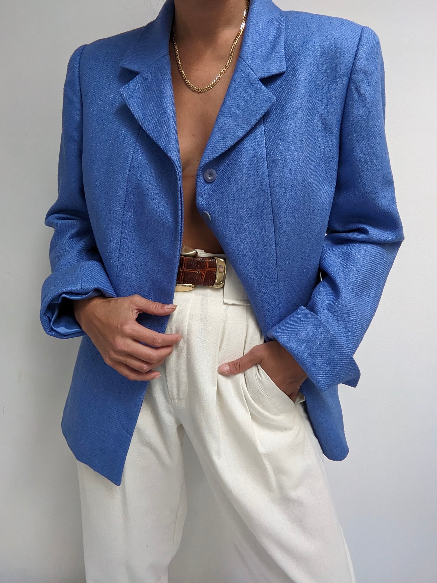 Vintage Cerulean Woven Sik Blazer