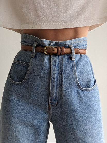90s Coach Mocha Leather & Brass Belt