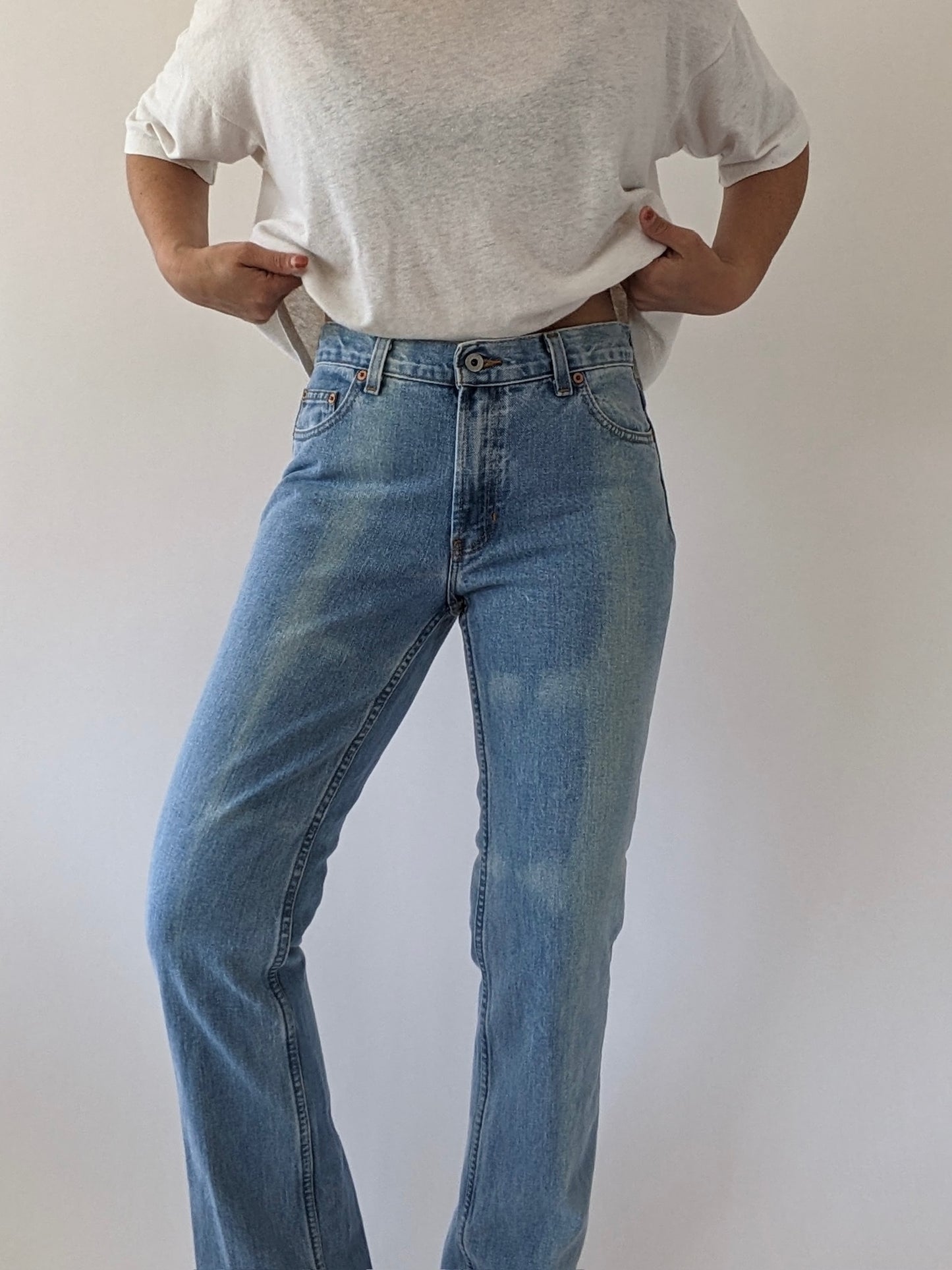 Vintage Bleached Low-Rise Denim