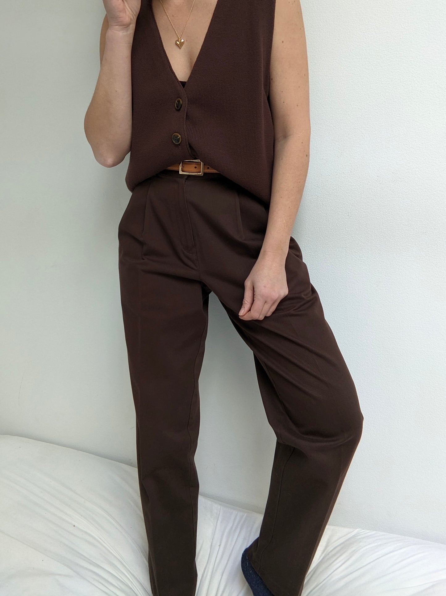 90s Cocoa Cotton Pleated Trousers