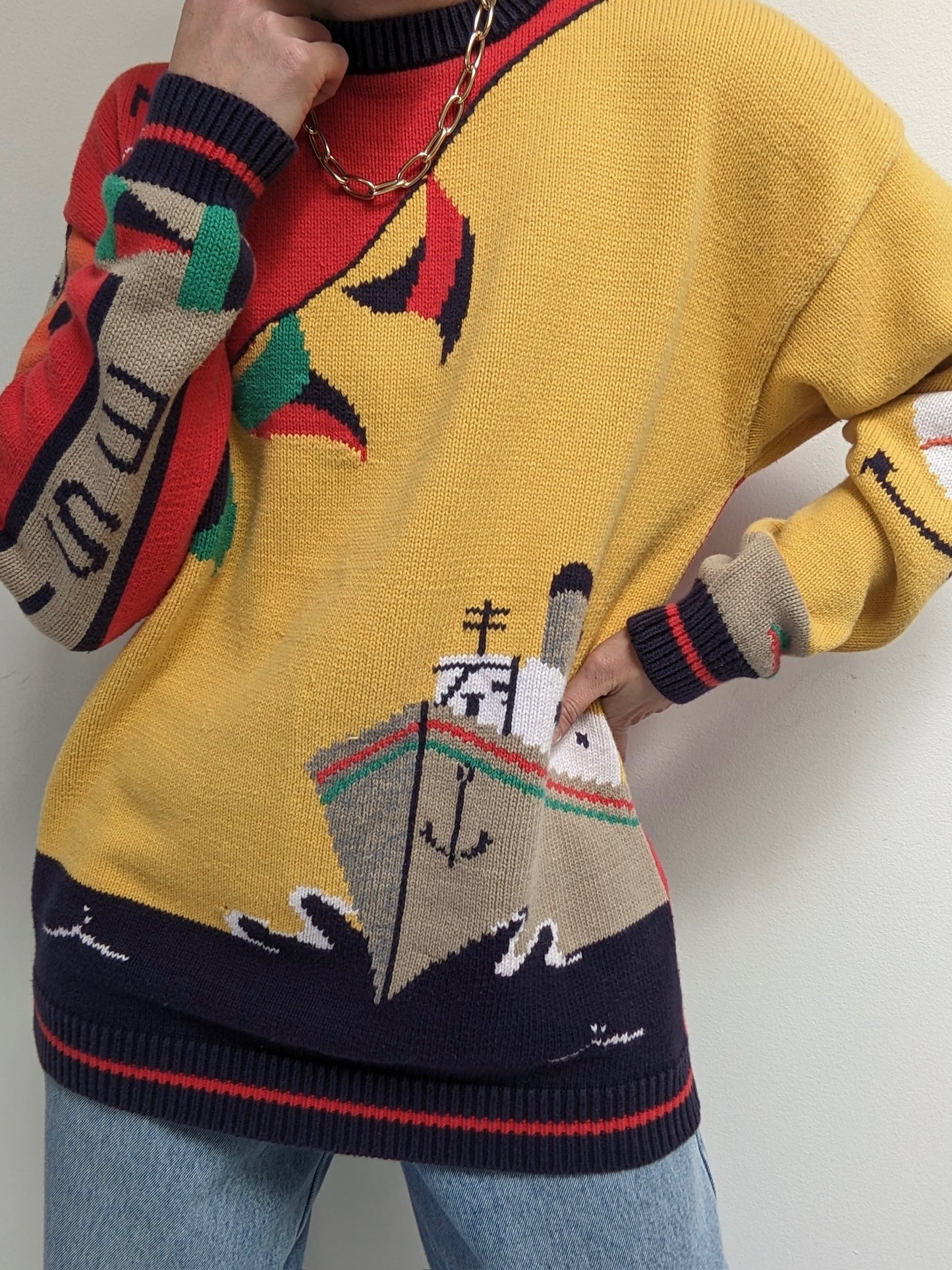 Favorite Vintage Nautical Graphic Sweater