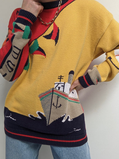 Favorite Vintage Nautical Graphic Sweater