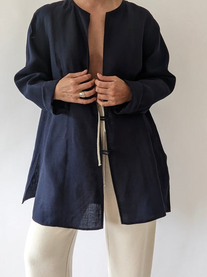 Vintage Midnight Linen Rouleau Jacket