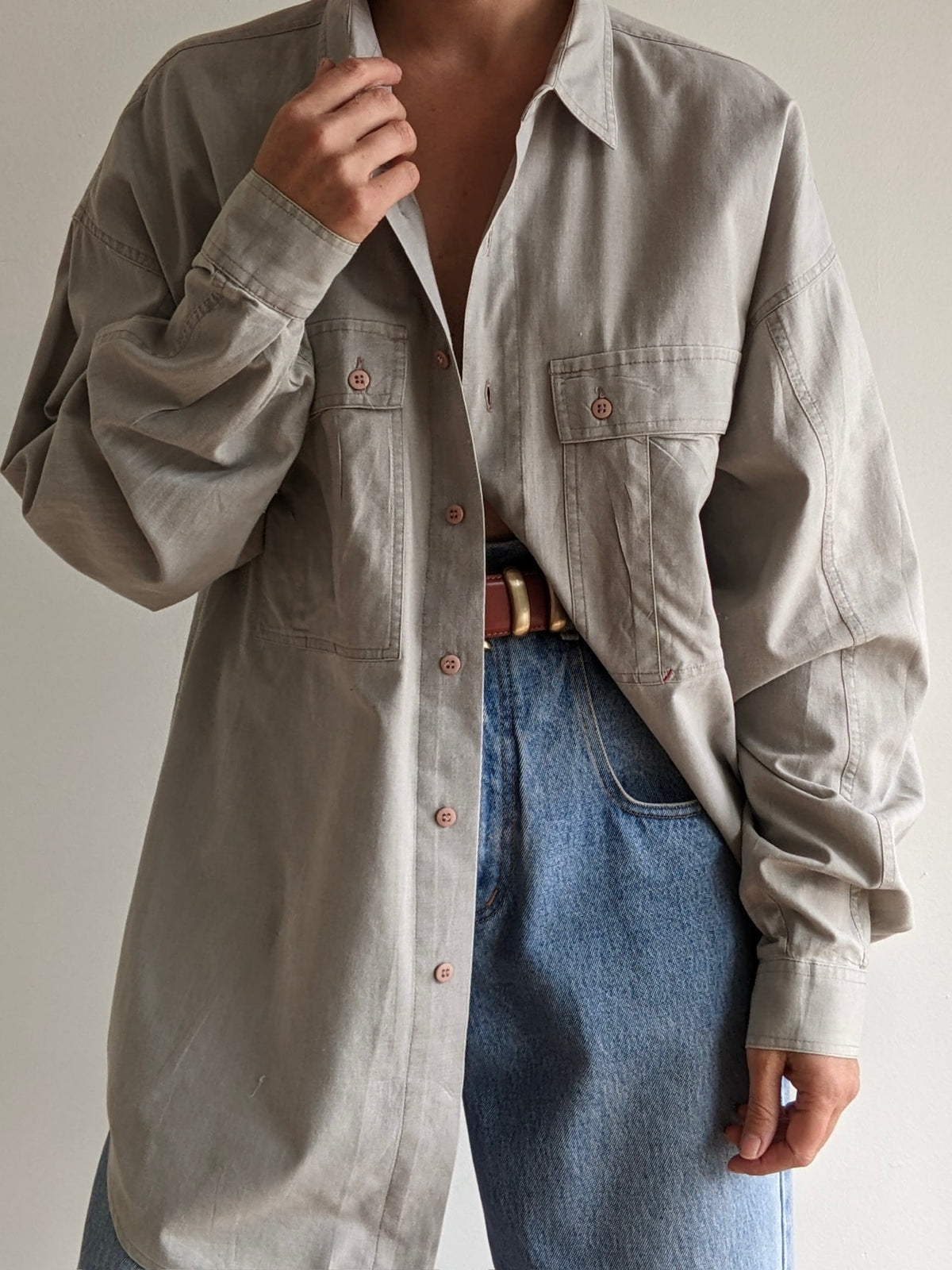 Vintage Slate Grey Pocket Button Down