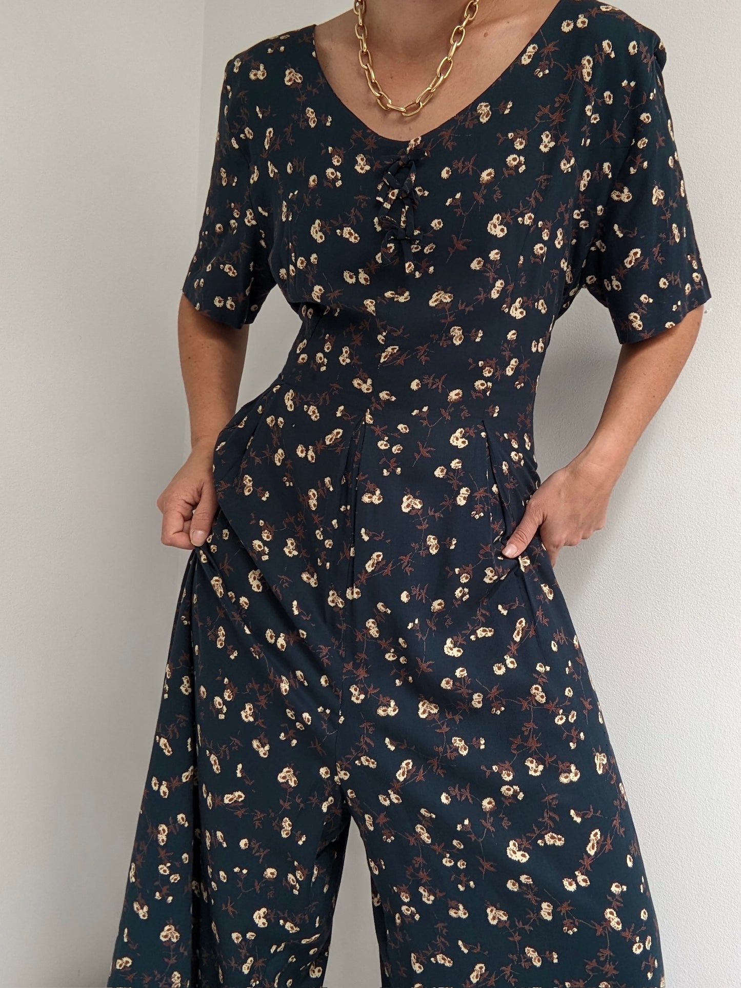 Vintage Floral Wide Leg Jumpsuit