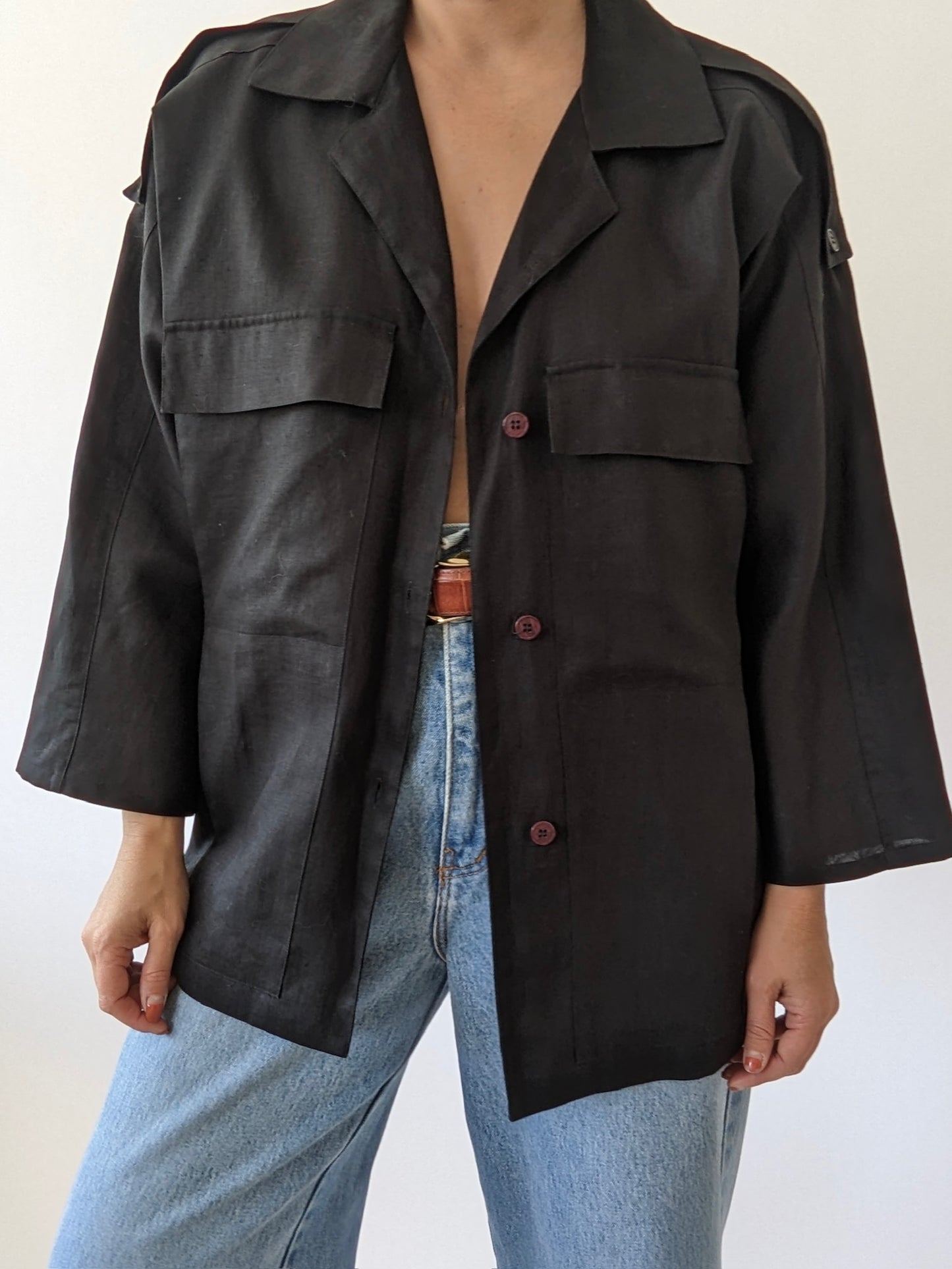Vintage Onyx Linen Dolman Jacket