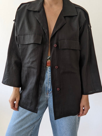 Vintage Onyx Linen Dolman Jacket