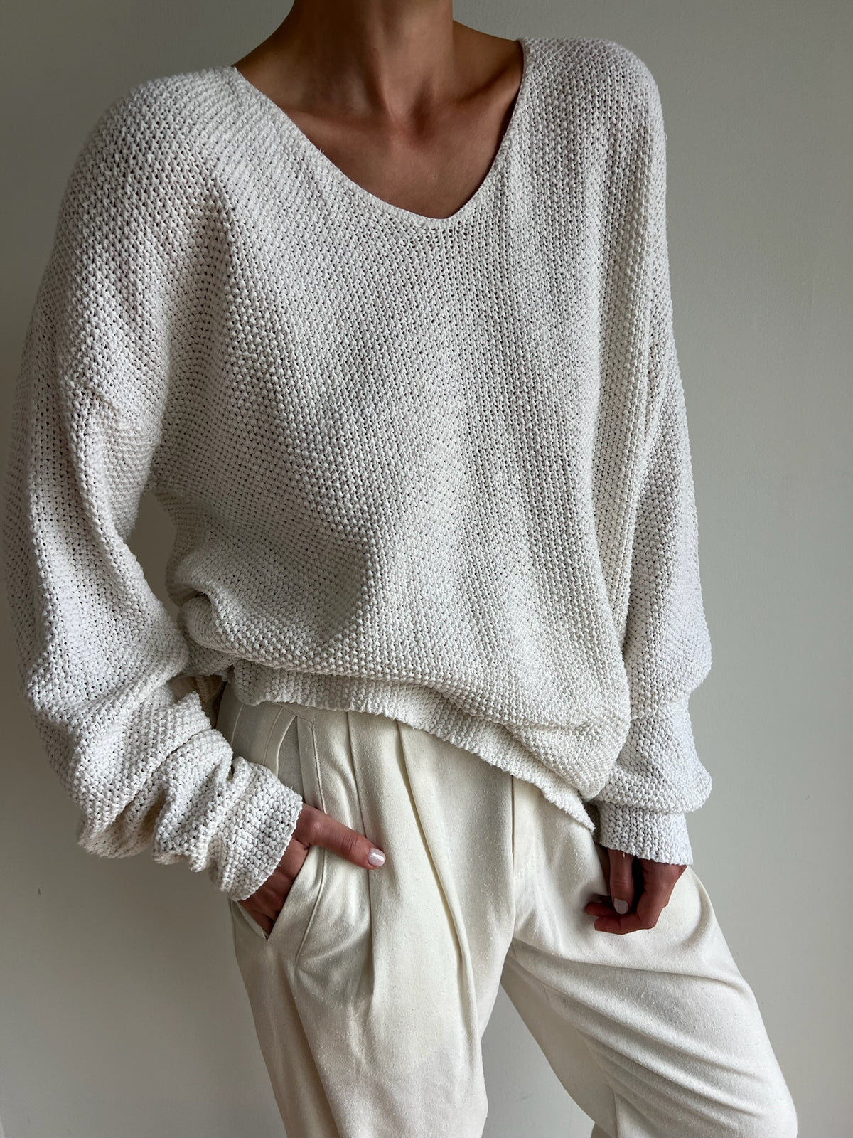 Vintage Ivory Seed Stitch Sweater