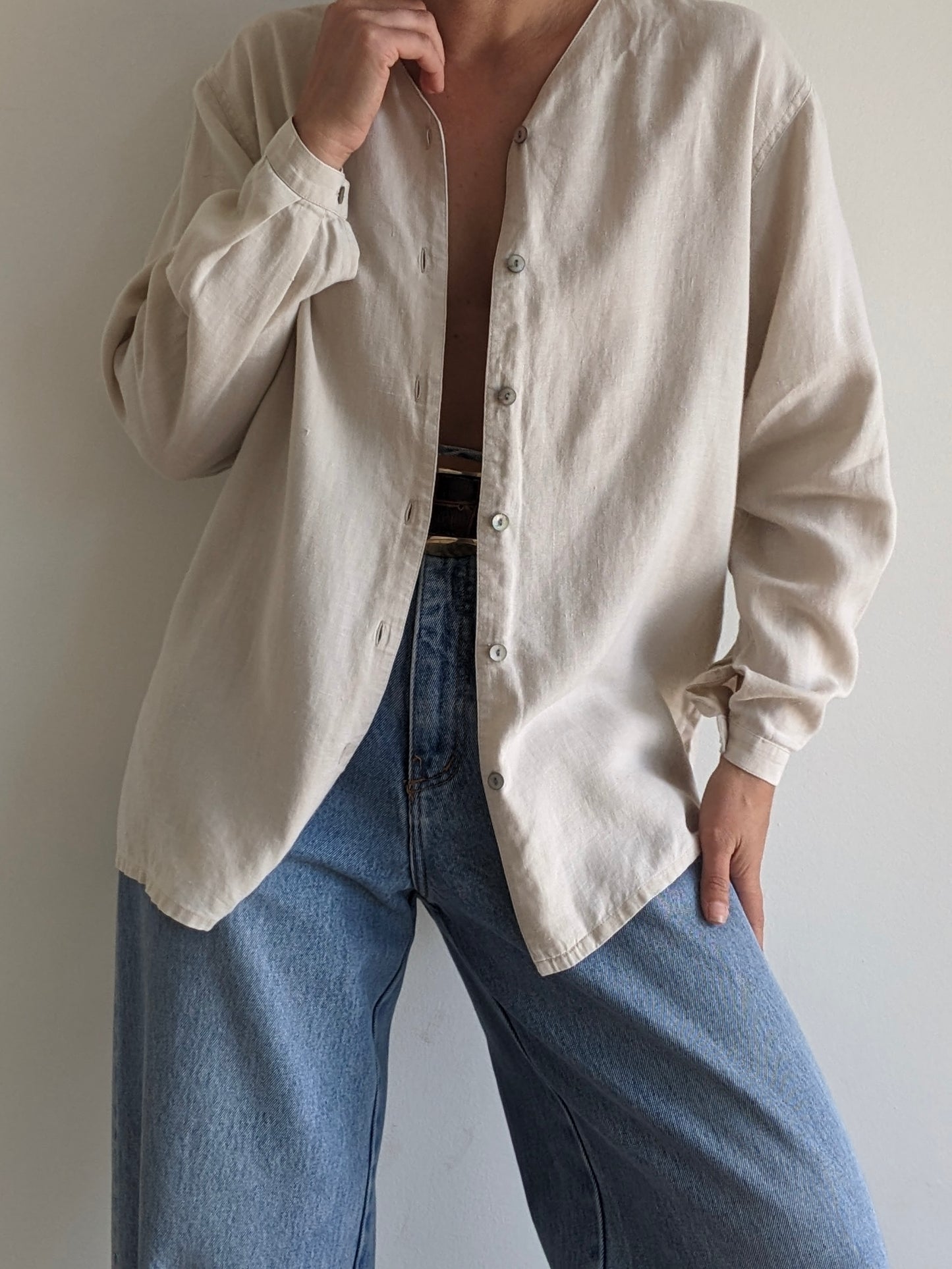 Vintage Ecru Linen Blouse