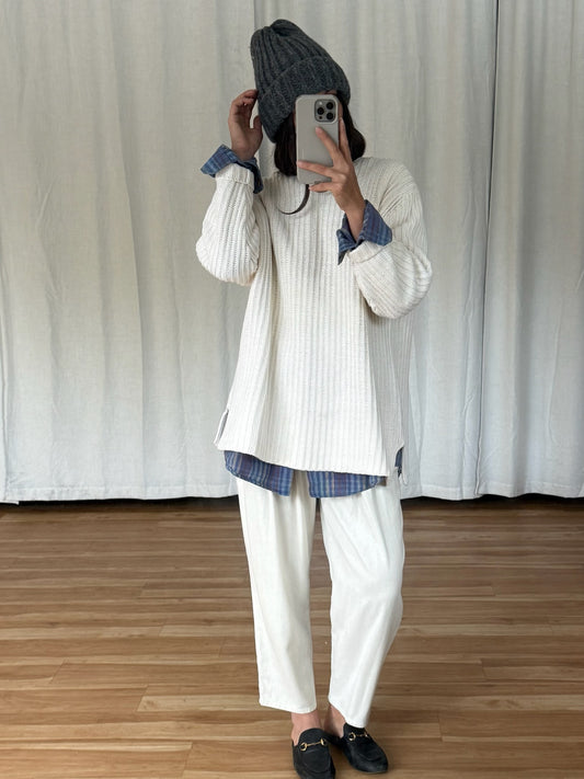 Vintage Cream Knitted Cotton Sweater