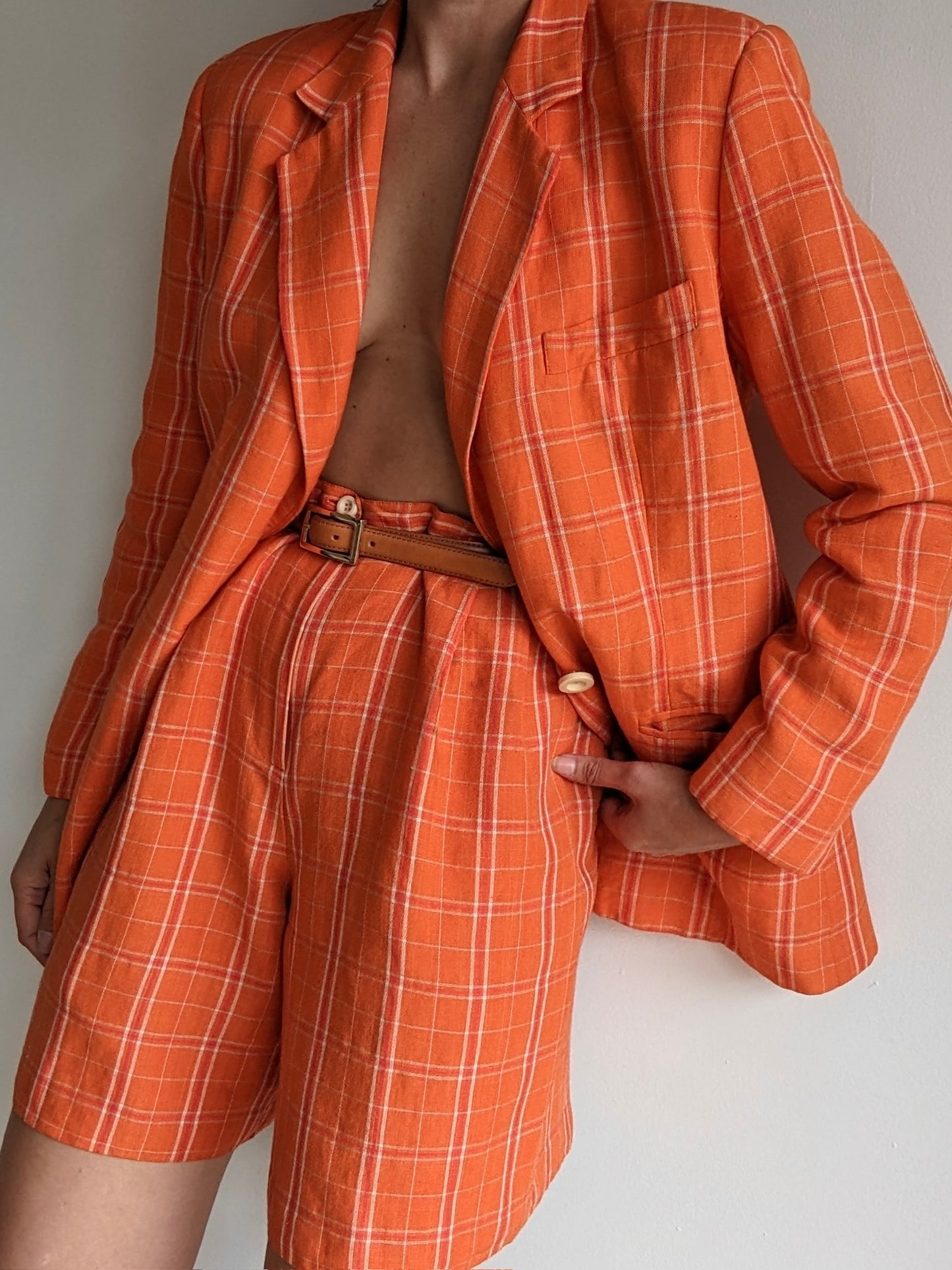 Rare Vintage Citrus Linen Shorts Suit