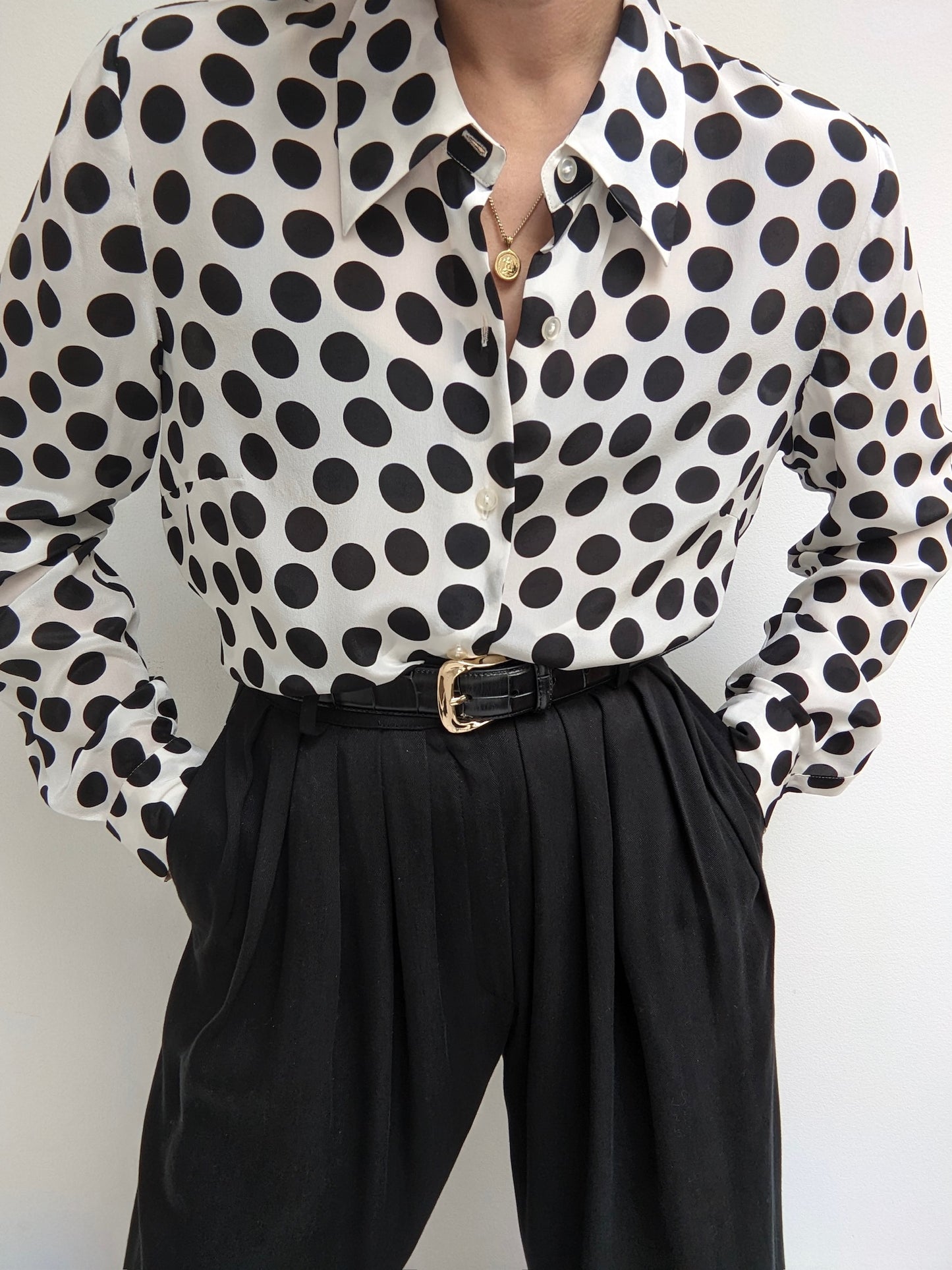 Polka Dot Sheer Silk Blouse