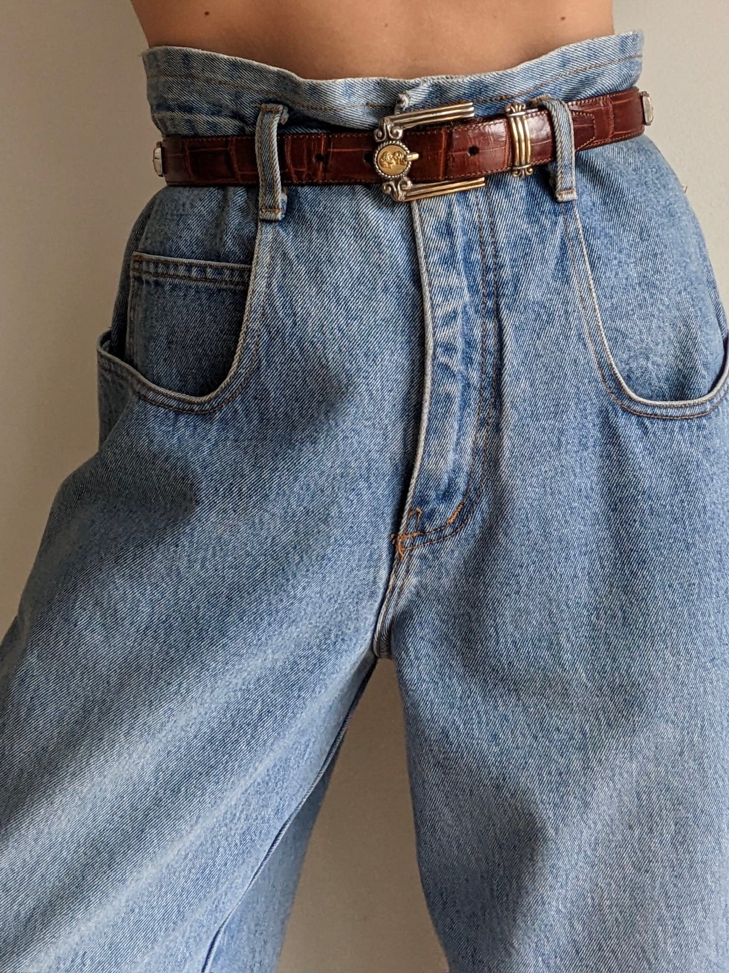 Vintage Embossed Leather & Coin Pendant Belt