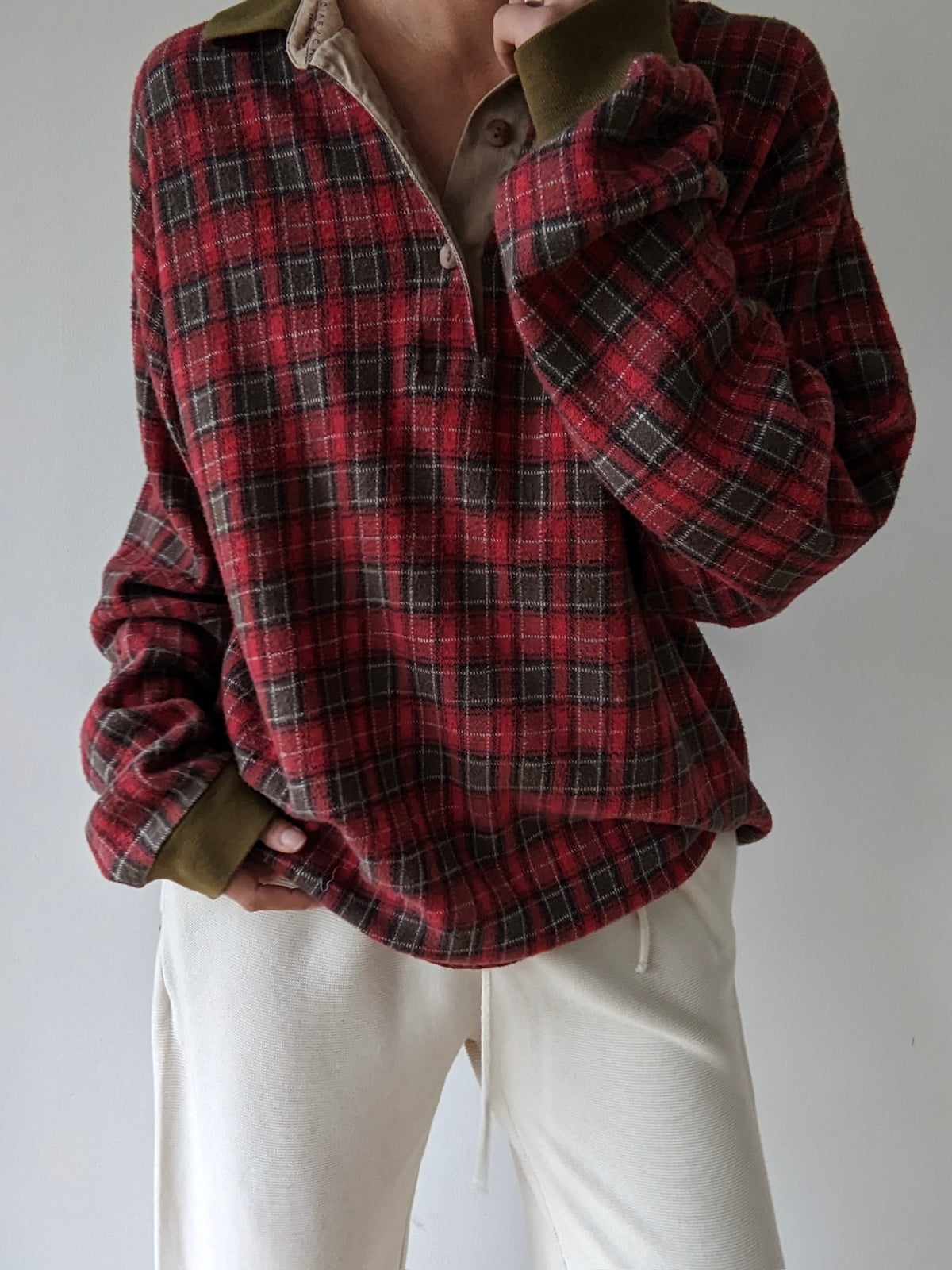 Vintage Givenchy Plaid Henley
