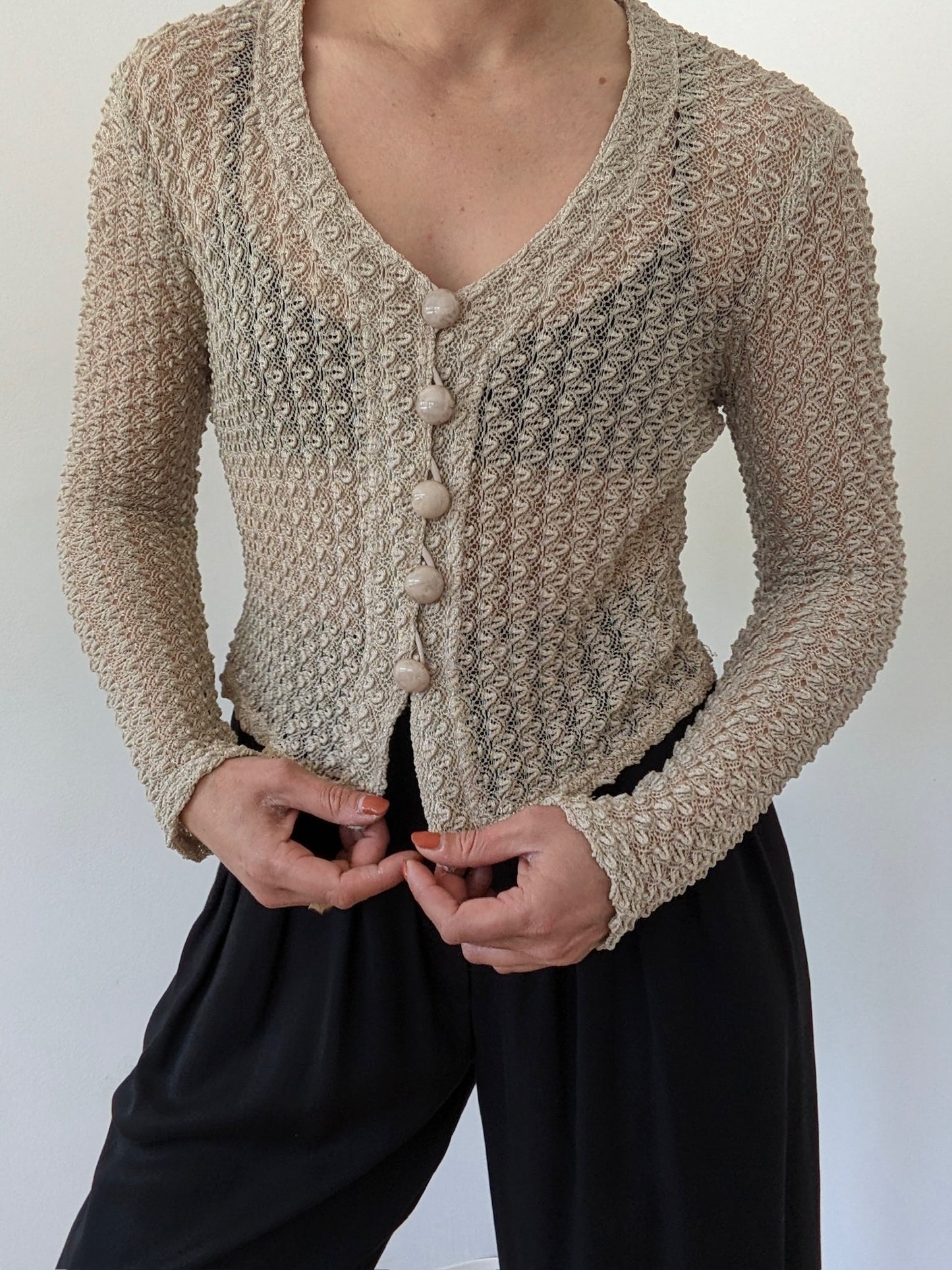 90s Sheer & Cropped Cardigan