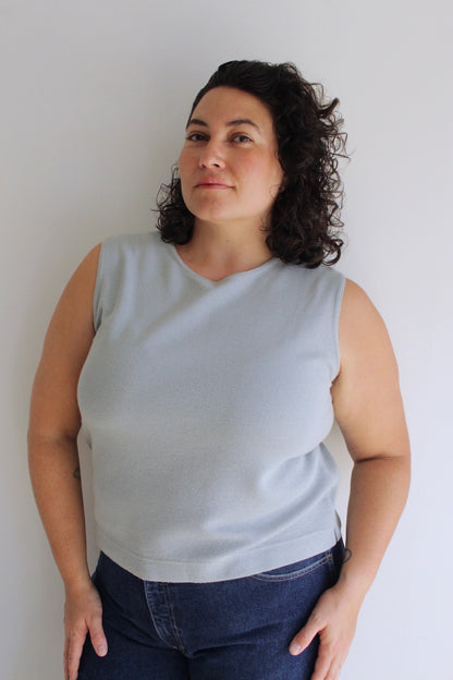 Vintage Stone Blue Woven Sleeveless Top