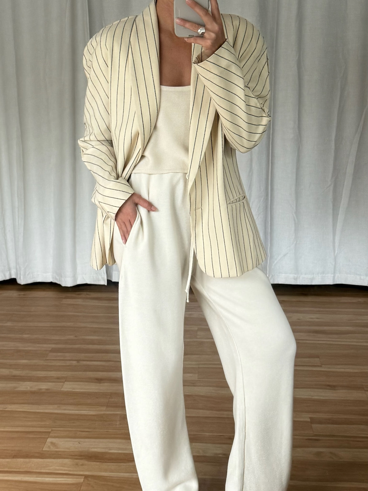 Beautiful Vintage Striped Cream Wool Blazer