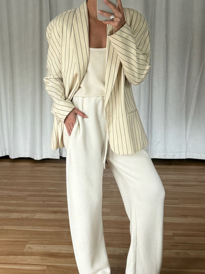 Beautiful Vintage Striped Cream Wool Blazer