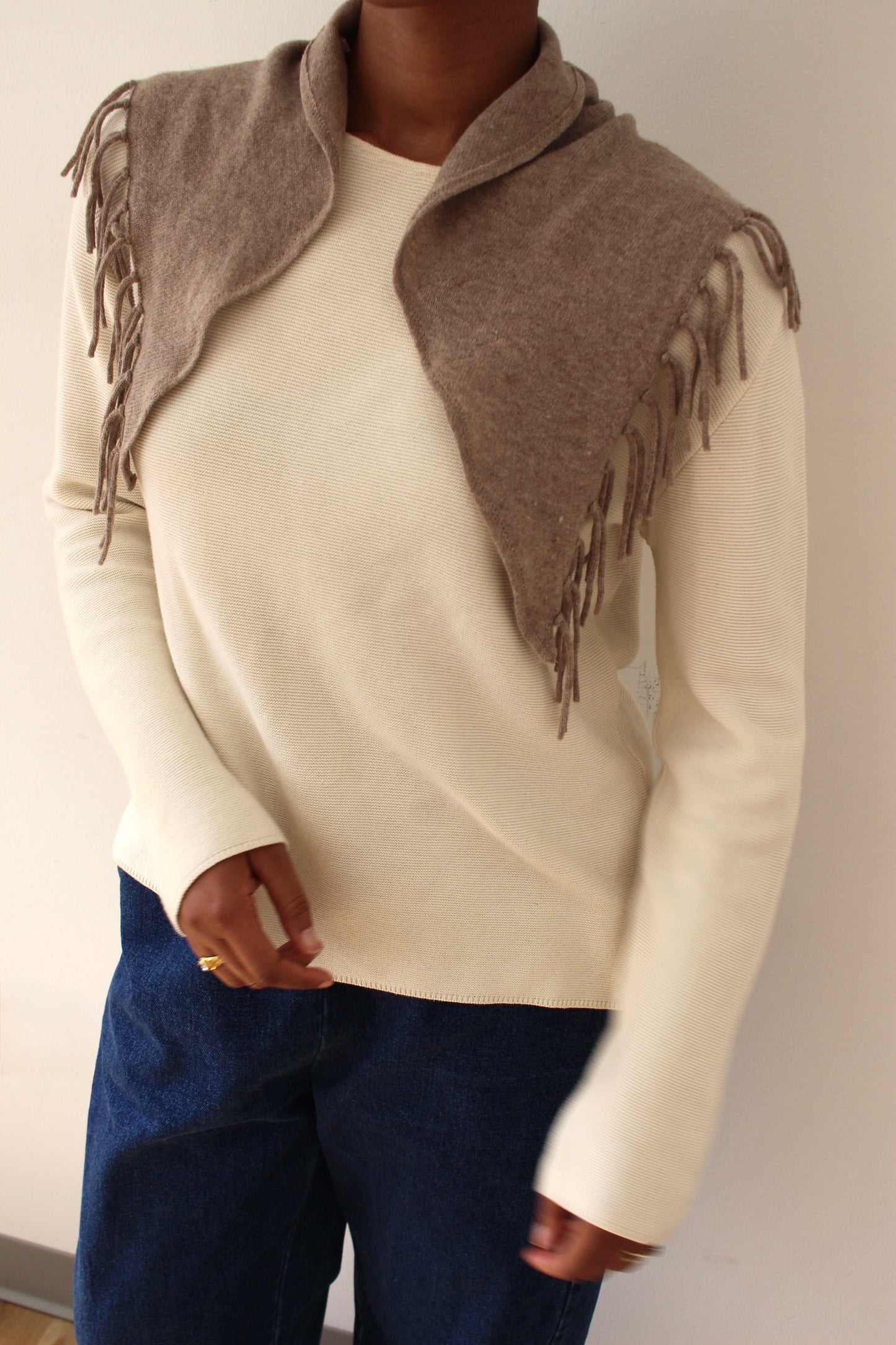 Reworked Cashmere Fringed Bandana