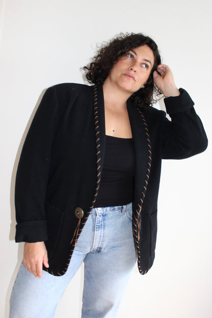 Vintage Western Stitched Wool Blazer