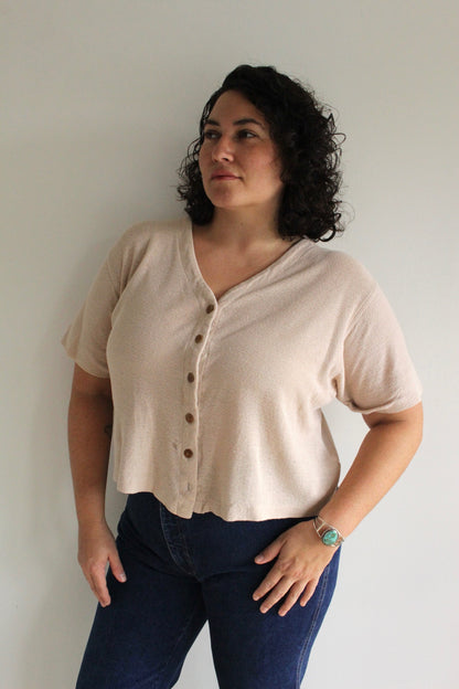 Vintage Sand Linen Gauze Cardigan