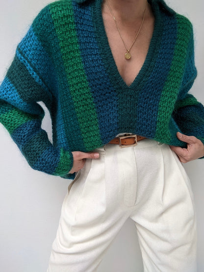 Stunning Vintage Striped Mohair Sweater