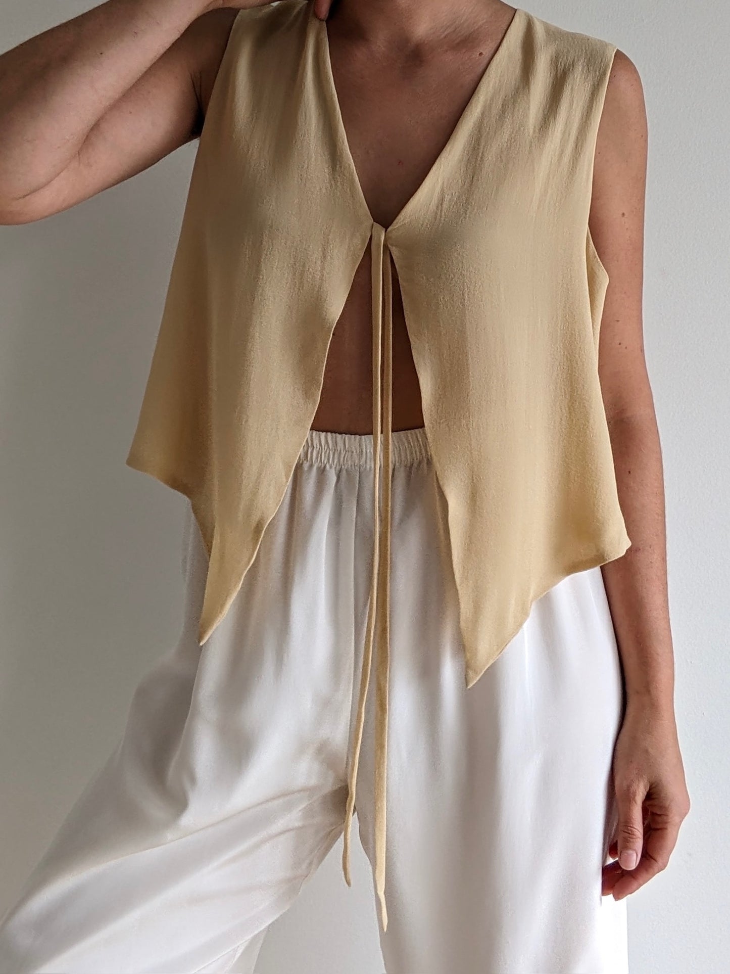 Vintage Sand Silk Tie Vest