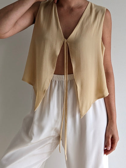 Vintage Sand Silk Tie Vest